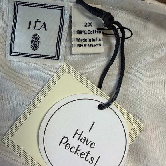 Léa Boho Maxi Dress NWT Floral Cotton V Neck Tiered Pockets Resort 2X - Picture 9 of 10